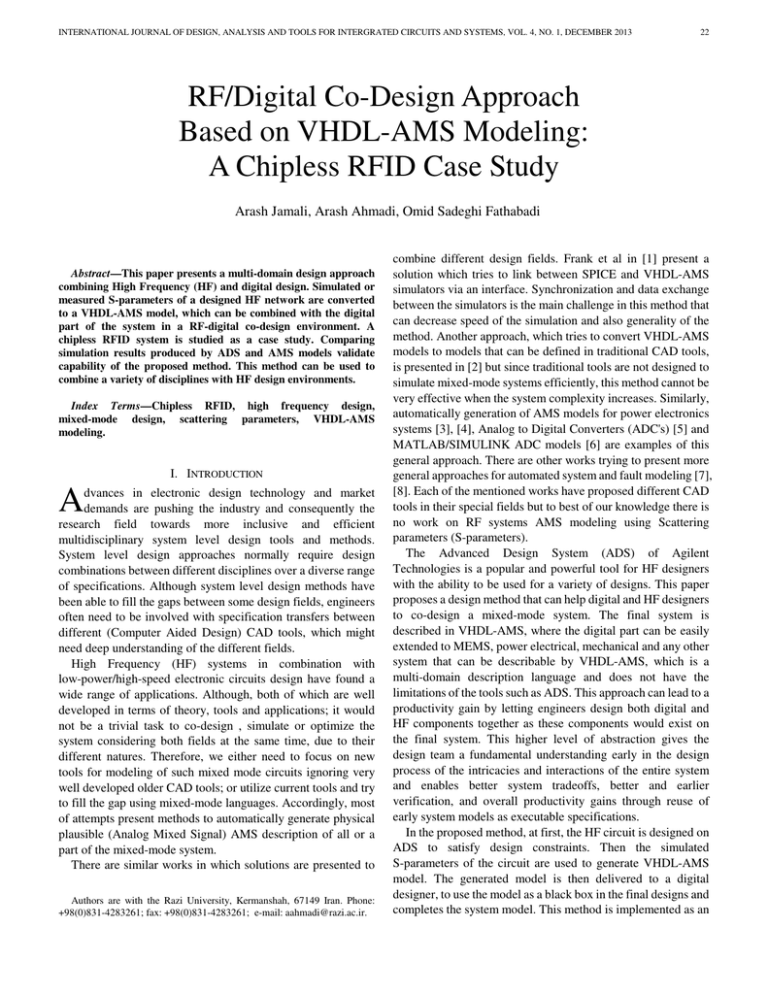 RF/Digital CoDesign Approach Based on VHDL