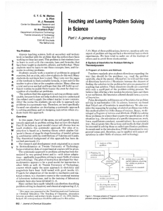 Teaching and learning problem solving in science. Part I: A general