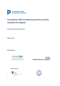 practice standards for England - Consultation Skills for Pharmacy