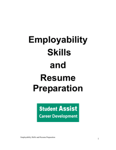Employability Skills and Resume Preparation