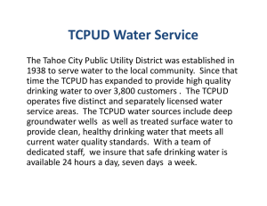 TCPUD Water Service - Tahoe City Public Utility District