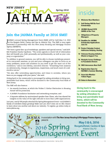Spring 2016 - JAHMA New Jersey Affordable Housing Management