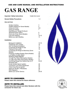 Gas Range - Premier Ranges