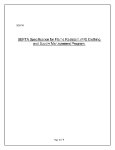 SEPTA Specification for Flame Resistant (FR) Clothing and Supply
