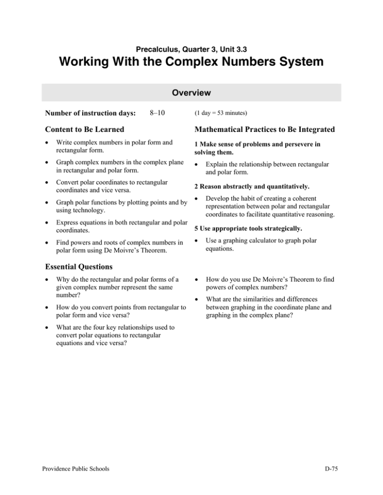 4-4 Study Guide and Intervention – The World of Complex Numbers