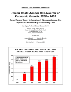 Health Costs Absorb One-Quarter of Economic Growth, 2000 – 2005