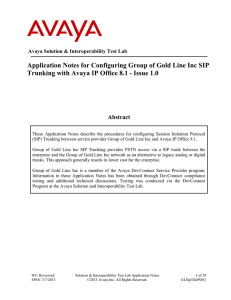 Application Notes for Configuring Group of Gold Line Inc SIP