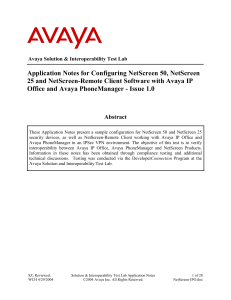 Application Notes for Configuring NetScreen 50