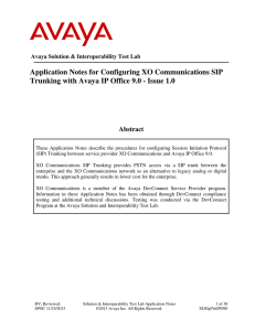 Application Notes for Configuring XO Communications SIP Trunking