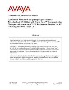 Application Notes for Configuring Sagem