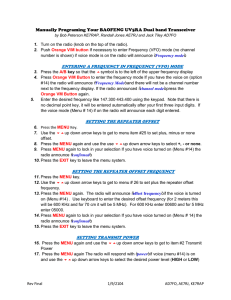 Manually Programing Your BAOFENG UV5RA Dual band Transceiver