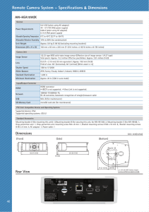 Remote Camera System – Specifications Dimensions