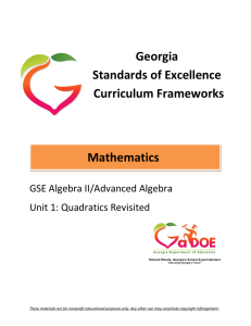 Georgia Advanced Algebra Unit 1