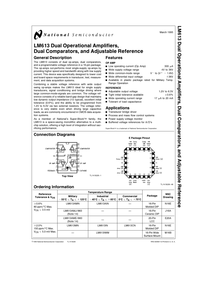 LM613 Dual Operational Amplifiers, Dual Comparators, and