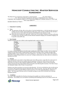 Honcoop Consulting Inc. Master Services Agreement
