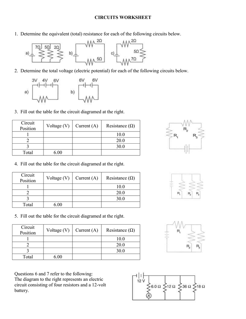 circuits-worksheet