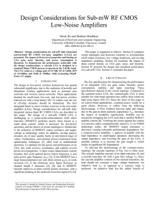 Design Considerations for Sub-mW RF CMOS Low