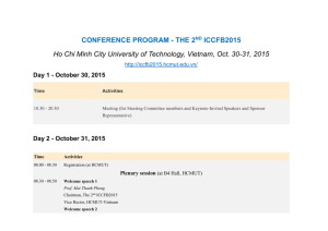 CONFERENCE PROGRAM - THE 2ND ICCFB2015 Ho Chi Minh