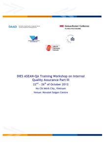 DIES ASEAN-QA Training W Quality Assuran QA Training Workshop