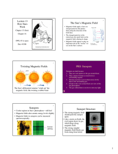 The Sun`s Magnetic Field Twisting Magnetic Fields PRS: Sunspots