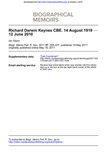 Richard Darwin Keynes CBE. 14 August 1919