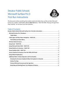 Decatur Public Schools Microsoft Surface Pro 3 First Run Instructions