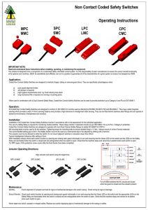 Non Contact Coded Safety Switches Operating Instructions