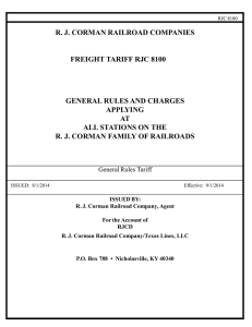 to General Rules Tariff RJC 8100