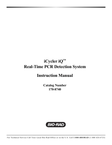 iCycler iQ™ Real-Time PCR Detection System Instruction - Bio-Rad