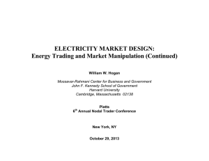 ELECTRICITY MARKET DESIGN: Energy Trading and Market