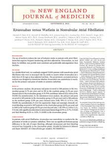Rivaroxaban versus Warfarin in Nonvalvular Atrial Fibrillation