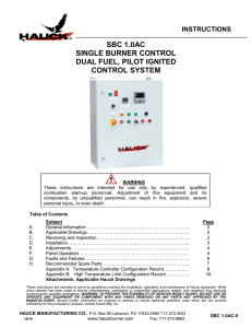 sbc 1.0ac single burner control dual fuel, pilot ignited control system