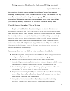 Writing Across the Disciplines (for Students and Writing Assistants