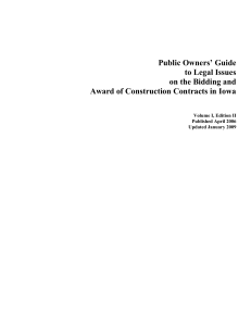 Public Owners` Guide to Legal Issues on the Bidding and Award of