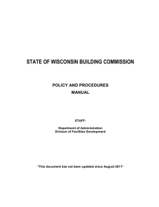 State of Wisconsin Building Commission Policy and Procedure Manual