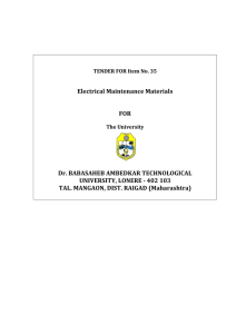 TENDER FOR Item No. - Dr Babasaheb Ambedkar Technological
