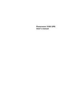 Powerware 3105 UPS User`s manual