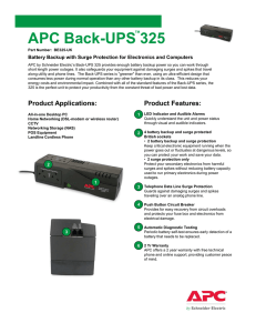 Back-UPS BE325-UK Specification Sheet