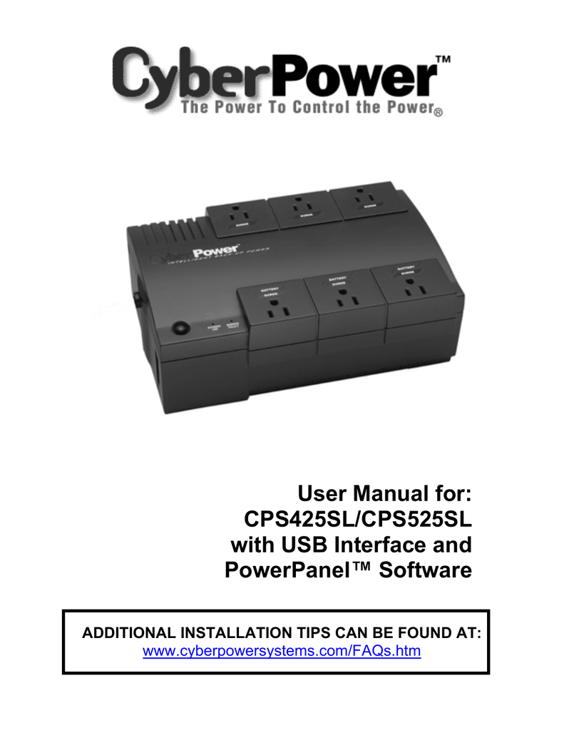 User Manual for: CPS425SL/CPS525SL