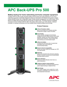 Back-UPS Pro 500 Specification Sheet