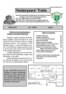 Winter 2014 Newsletter - Defiance County Genealogical Society