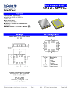 Part Number 856771 358.4 MHz SAW Filter Data Sheet