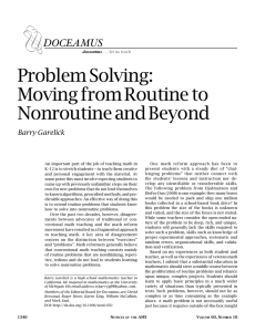 Problem Solving: Moving from Routine to Nonroutine and Beyond