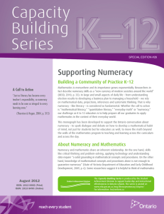 Supporting Numeracy: Building a Community of Practice K-12