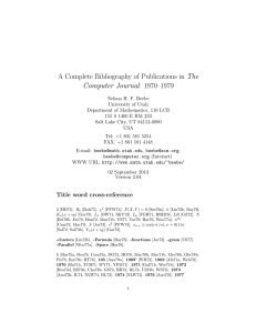 A Complete Bibliography of Publications in The Computer