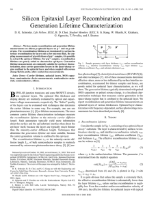 Silicon epitaxial layer recombination and generation lifetime