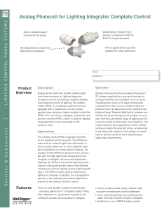 Analog Photocell for Lighting Integrator Complete Control