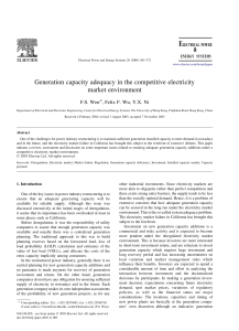 Generation capacity adequacy in the competitive electricity market