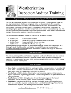 Weatherization Inspector/Auditor Training