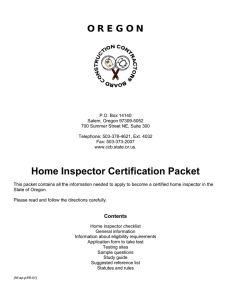 Home Inspector Certification Packet